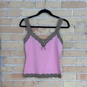 New Essential Antwerp Pink Lace Trim Camisole Top